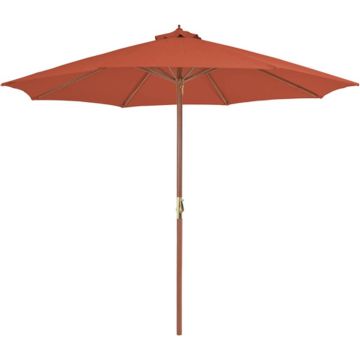 vidaXL Parasol met houten paal 300 cm terracotta