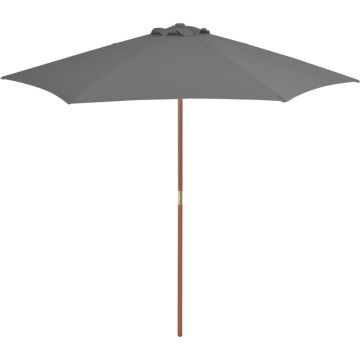 vidaXL Parasol met houten paal 270 cm antraciet