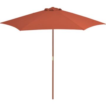 vidaXL Parasol met houten paal 270 cm terracotta