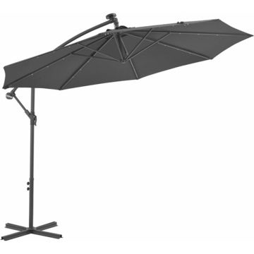 vidaXL Zweefparasol met LED-verlichting stalen paal 300 cm antraciet