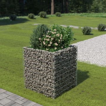 vidaXL Gabion plantenbak verhoogd 90x90x100 cm gegalvaniseerd staal