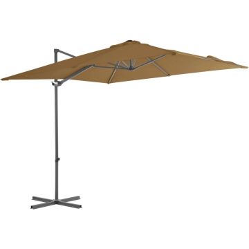 vidaXL Zweefparasol met stalen paal 250x250 cm taupe