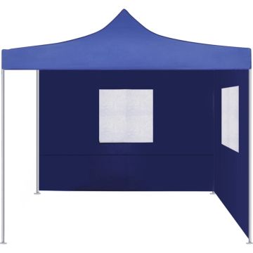 vidaXL Vouwtent met 2 wanden 3x3 m blauw