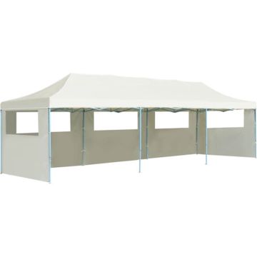 vidaXL Vouwtent pop-up met 5 zijwanden 3x9 m crème