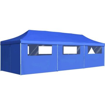 vidaXL Vouwtent pop-up met 8 zijwanden 3x9 m blauw