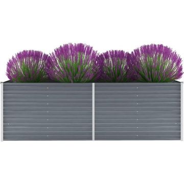 vidaXL Plantenbak verhoogd 240x80x77 cm gegalvaniseerd staal grijs