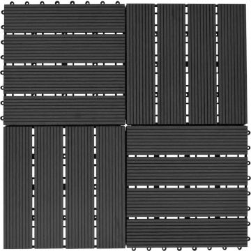 vidaXL Terrastegels 30x30 cm 1 m² HKC zwart 11 st