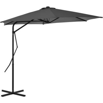 vidaXL Parasol met stalen paal 300 cm antraciet