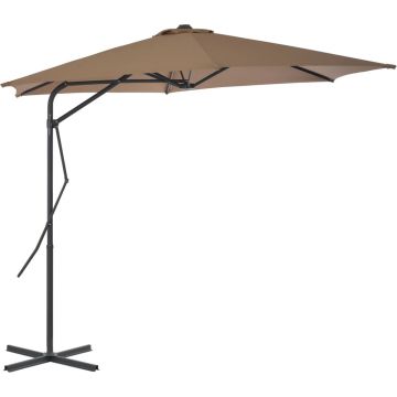 vidaXL Parasol met stalen paal 300 cm taupe