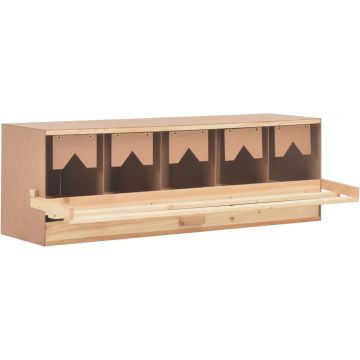 vidaXL Kippenlegkast 5 compartimenten 117x33x38 cm massief grenenhout