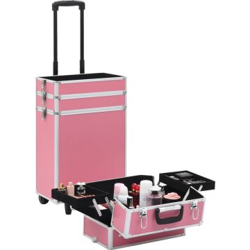 vidaXL Make-up trolley aluminium roze