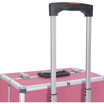 vidaXL Make-up trolley aluminium roze