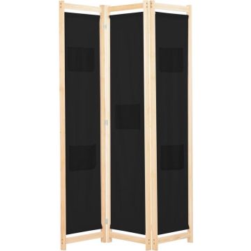 vidaXL Kamerscherm met 3 panelen 120x170x4 cm stof zwart