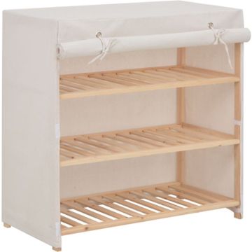 vidaXL Schoenenkast met hoes 79x40x80 cm stof wit