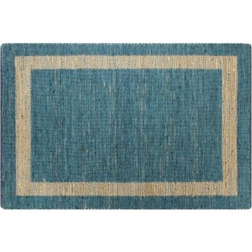 vidaXL Vloerkleed handgemaakt 160x230 cm jute blauw