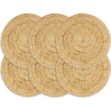 vidaXL Placemats 6 st rond 38 cm jute natuurlijk