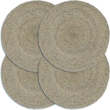 vidaXL Placemats 4 st rond 38 cm jute effen grijs