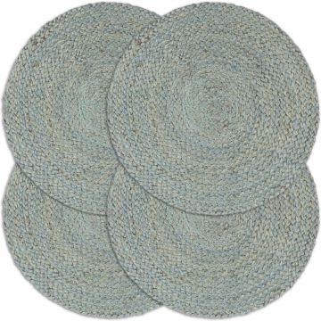 vidaXL Placemats 4 st rond 38 cm jute olijfgroen