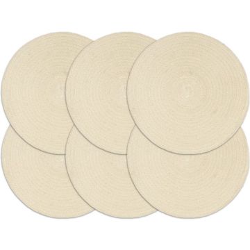 vidaXL Placemats 6 st rond 38 cm katoen natuurlijk