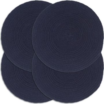 vidaXL Placemats 4 st rond 38 cm katoen effen marineblauw