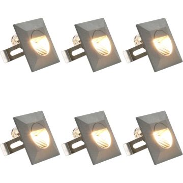 LED-buitenwandlampen 6 st 5 W vierkant zilverkleurig