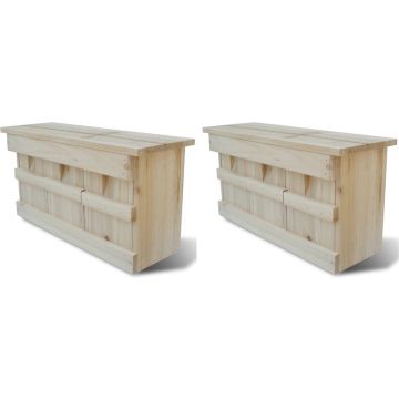 vidaXL Mussenhuizen 2 st 44x15,5x21,5 cm hout