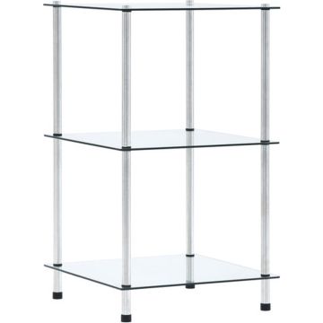 vidaXL Kastje 3-laags 40x40x67 cm gehard glas transparant