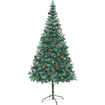 vidaXL Kunstkerstboom met dennenappels 210 cm