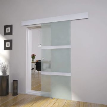 vidaXL Schuifdeur 178 cm glas en aluminium zilverkleurig