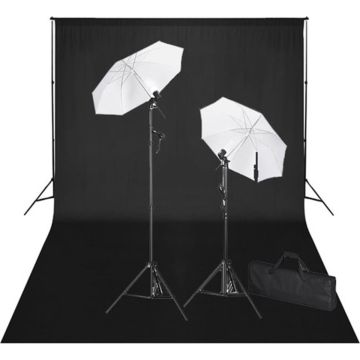 vidaXL Studioset met zwarte achtergrond en lampen 600x300 cm