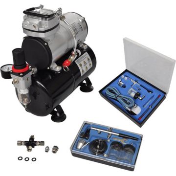 vidaXL Airbrush Compressorset met 2 pistolen