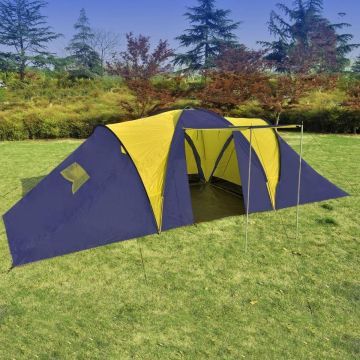 vidaXL Tent 9-persoons polyester blauw en geel