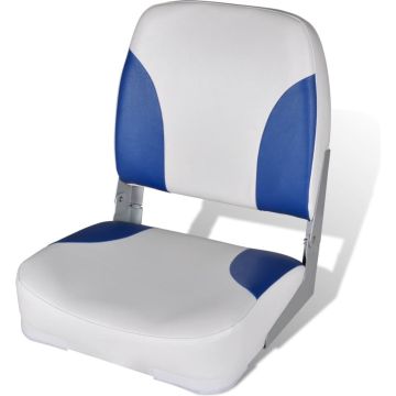 vidaXL Opklapbare bootstoel met blauw-wit kussen 41 x 36 x 48 cm