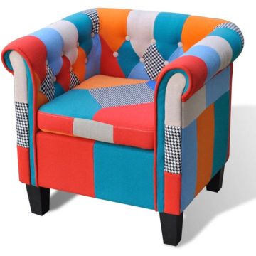 vidaXL Fauteuil met patchwork stof meerkleurig