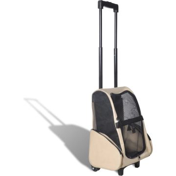 vidaXL Huisdierentrolley inklapbaar beige