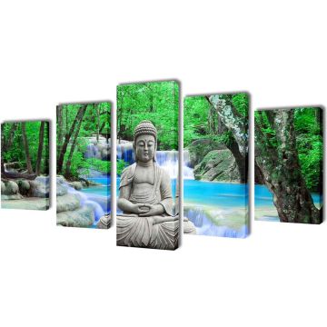 vidaXL Canvas muurdruk set buddha 200 x 100 cm