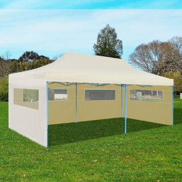 vidaXL Partytent pop-up inklapbaar 3x6 m crème