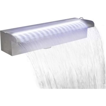 vidaXL Zwembadwaterval met LED's rechthoekig 45 cm roestvrij staal