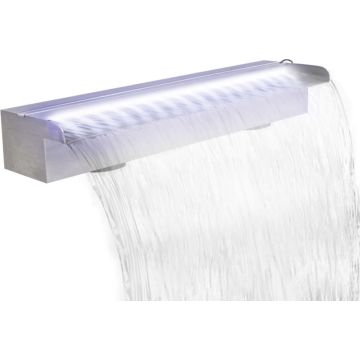 vidaXL Zwembadwaterval met LED's rechthoekig 60 cm roestvrij staal