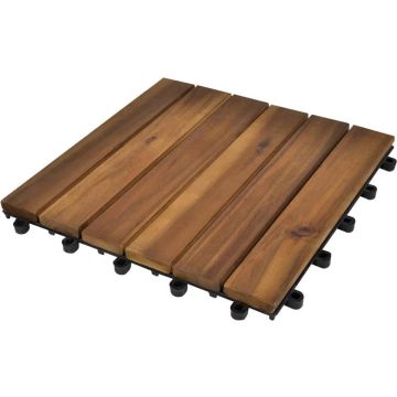 vidaXL Terrastegels verticaal patroon 30 x 30 cm Acacia set van 20