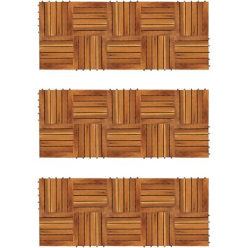 vidaXL Terrastegels verticaal patroon 30 x 30 cm Acacia set van 30