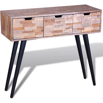 vidaXL Wandtafel met 3 lades gerecycled teakhout