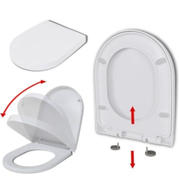 vidaXL Toiletbril soft-close met quick-release ontwerp vierkant wit