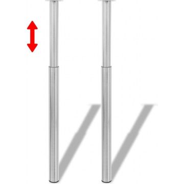 vidaXL Tafelpoten telescopisch geborsteld nikkel 710 mm - 1100 mm 2 st