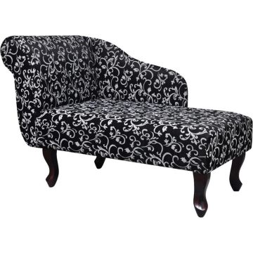 vidaXL Chaise longue stof zwart en wit