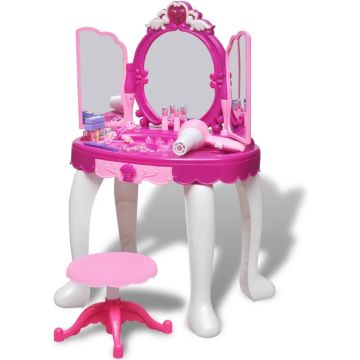 vidaXL - Staande speelgoedkaptafel - Plastic - Roze en blauw - 45 x 25 x 71,5 cm