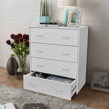 vidaXL Dressoir met 4 lades 60x30,5x71 cm wit