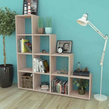 vidaXL Boekenkast/presentatiemeubel trapvormig 142 cm eikenkleur