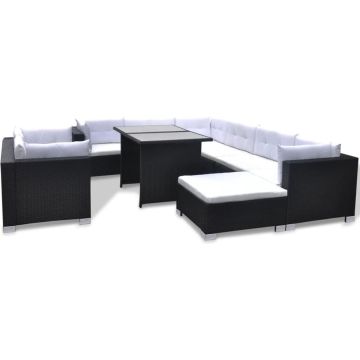 vidaXL-10-delige-Loungeset-met-kussens-poly-rattan-zwart