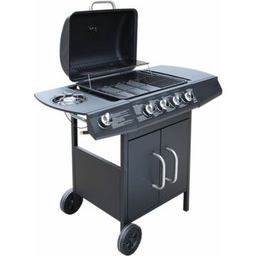 vidaXL Gasbarbecue 4+1 kookzone zwart